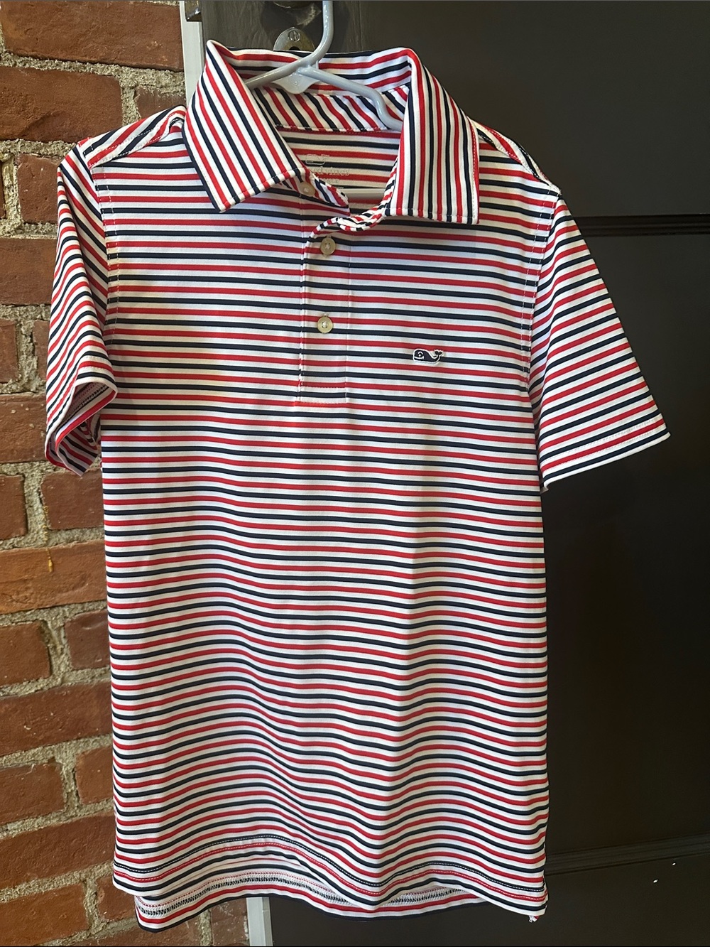 Vineyard Vines Boys Red, White & Navy Striped Polo